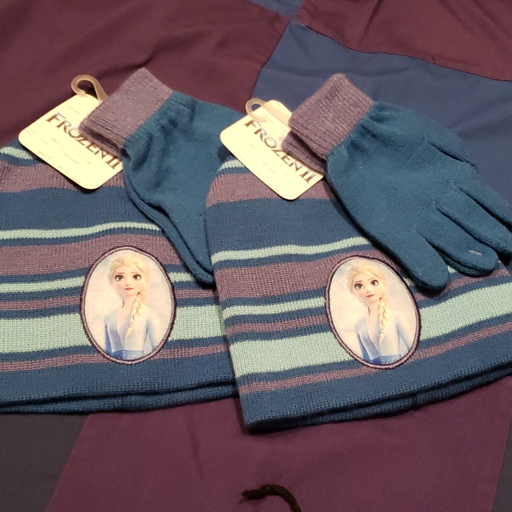 New Frozen Elsa Winter Hat & Gloves Set